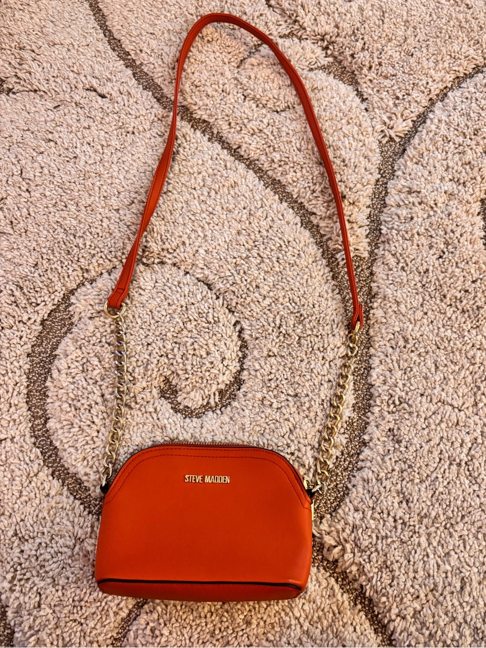Steve Madden Orange Mini Crossbody with Gold Chain